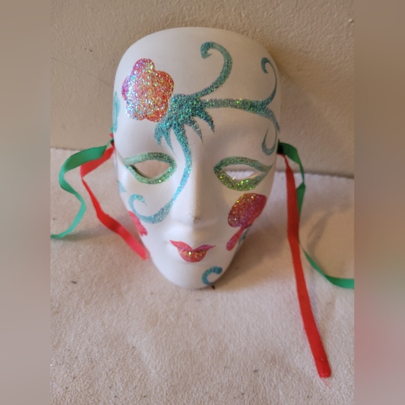 Vintage Porcelain Mardi Gras Jester Porcelain Masks Masquerade Wall Art - Picture 1 of 7